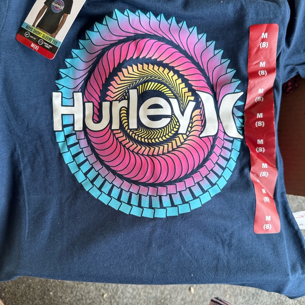 Hurley Navy Tee with Vibrant Spiral Design